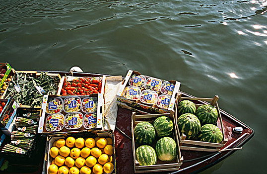 果蔬,驳船,食品市场,大运河