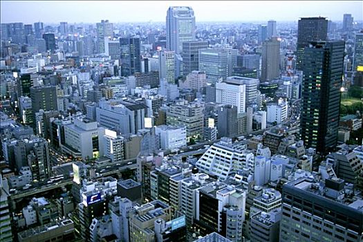 日本,东京,市区,航拍,天际线