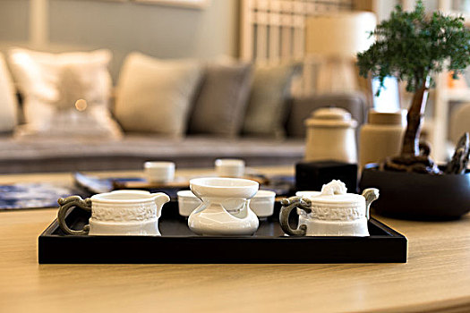 优雅,陶瓷,茶,桌上,现代生活,房间