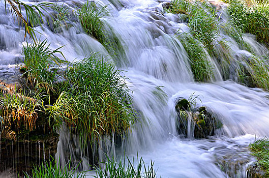瀑布,特写,风景,卡尔卡,国家公园,达尔马提亚,克罗地亚,欧洲