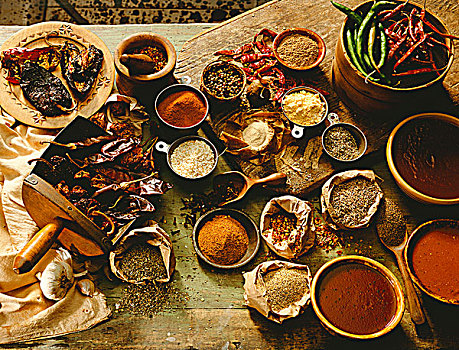品种,调味品,酱,乡村,木桌子