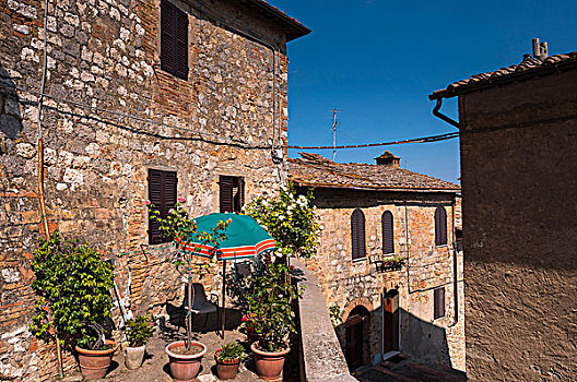 建筑,露台,花园,圣吉米尼亚诺,锡耶纳省,托斯卡纳,意大利