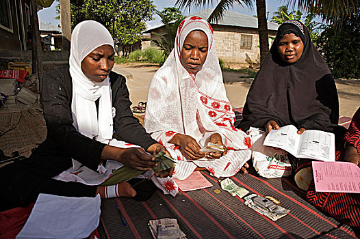 乡村,女人,金融,收集,会面,居民区,桑给巴尔岛,坦桑尼亚,十二月,2008年
