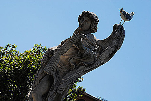 雕塑,桥,梵蒂冈城,罗马,意大利