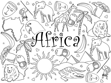 非洲元素简笔画图片