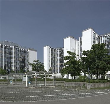 现代建筑,公交车站,慕尼黑,巴伐利亚,德国,欧洲