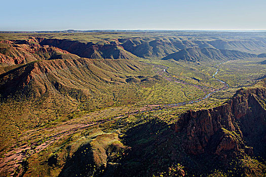 红岩,溪流,波奴鲁鲁,金伯利地区,西澳大利亚州,澳大利亚,俯视