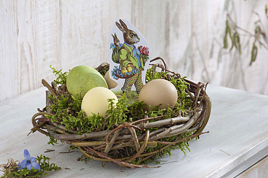 复活节草巢,苔藓,复活节,复活节兔子,复活节彩蛋