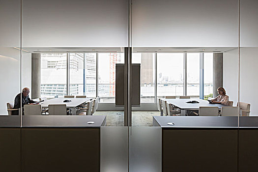商务人士,工作,现代,对称,会议室