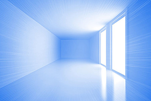 鲜明,蓝色,房间,窗户