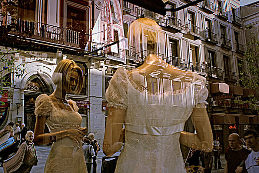窗户,婚礼,服装,橱窗,阿雷纳尔,街道,马德里,西班牙,欧洲