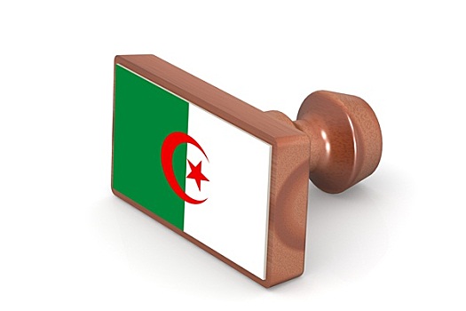 留白,木质,图章,阿尔及利亚,旗帜