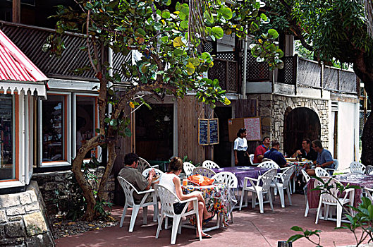 露天咖啡馆,码头,安提瓜岛,西印度群岛