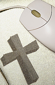 电脑鼠标,十字架,鼠标垫