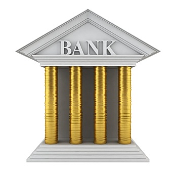 银行,模型,一堆,硬币,柱子