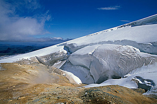 冰河,地热,区域,高地,冰岛,欧洲