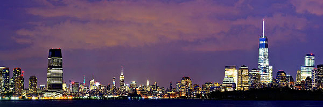 纽约,夜晚,城市,建筑
