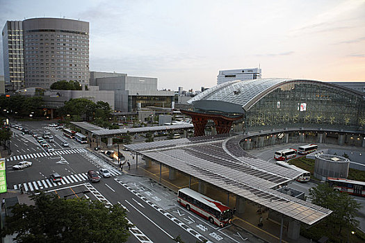 俯视,城市,金泽,本州,日本