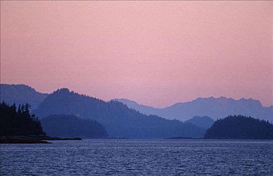 日落,威廉王子湾,阿拉斯加,美国