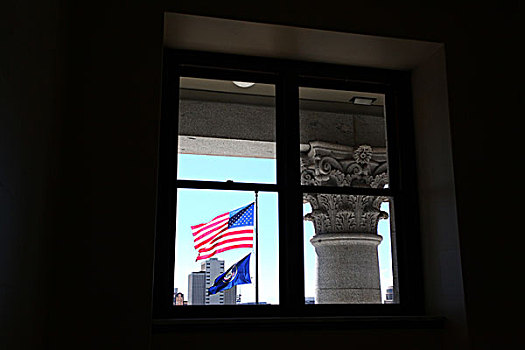 窗户,美国国旗,犹他州政府议会大楼,犹他州国会大厦,盐湖城,建筑,北美洲,美国,犹他州,风景,全景,文化,景点,旅游