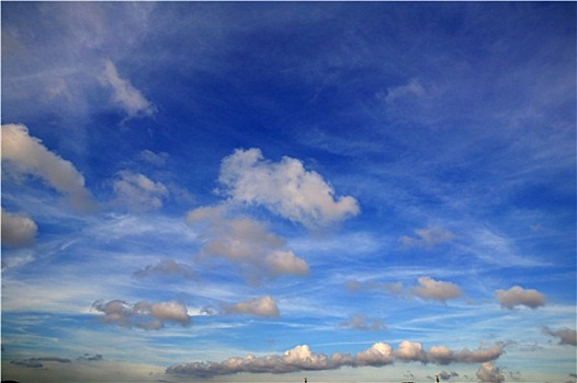 蓝色,完美,夏日天空,白云