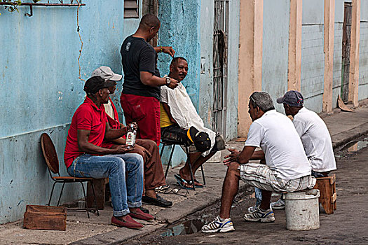 路边,美发师,中心,哈瓦那,古巴,北美