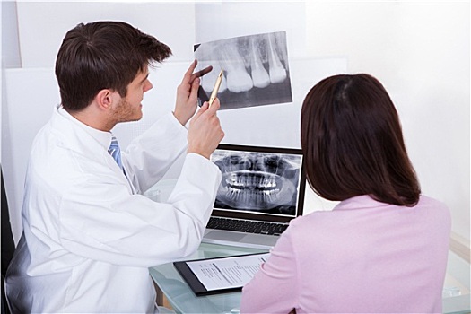 牙医,解释,牙齿,x射线,病人