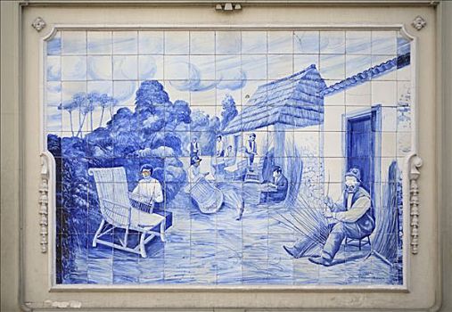 上光瓷砖,镶嵌图案,丰沙尔,葡萄牙,马德拉岛