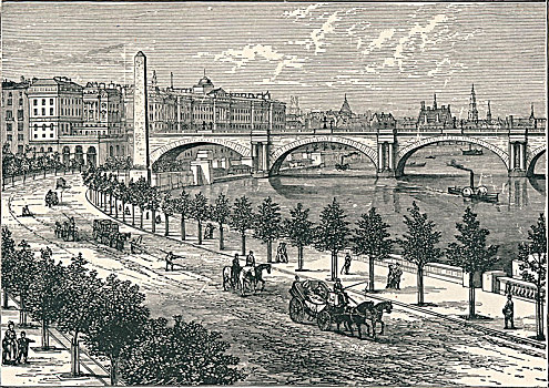 泰晤士河,堤,展示,针,1896年,艺术家,未知