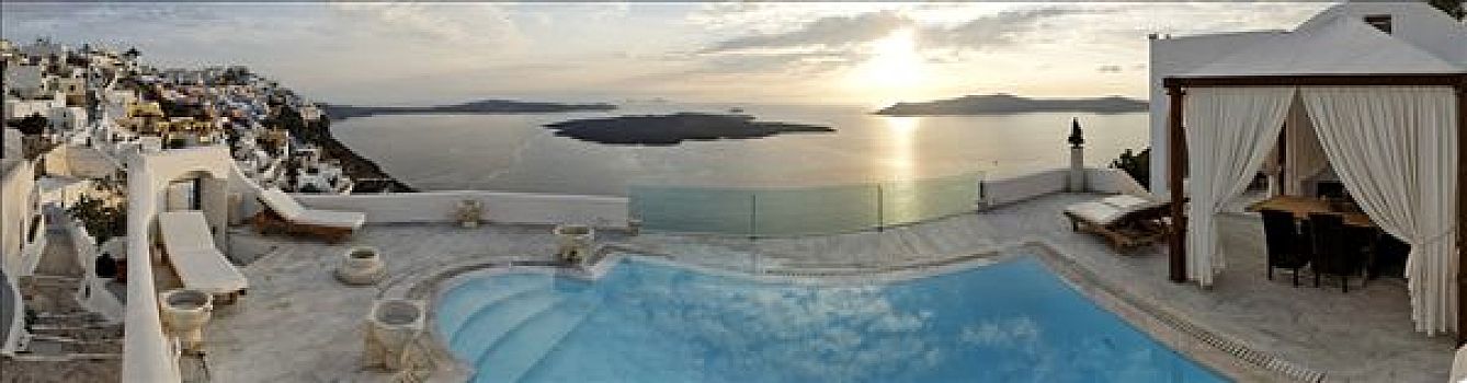 奢华,套房,酒店,游泳池,锡拉岛,希腊