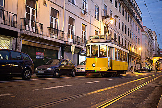 有轨电车,街道,里斯本,葡萄牙
