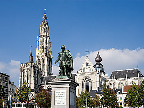 纪念建筑,大教堂,安特卫普,佛兰德斯,比利时,欧洲