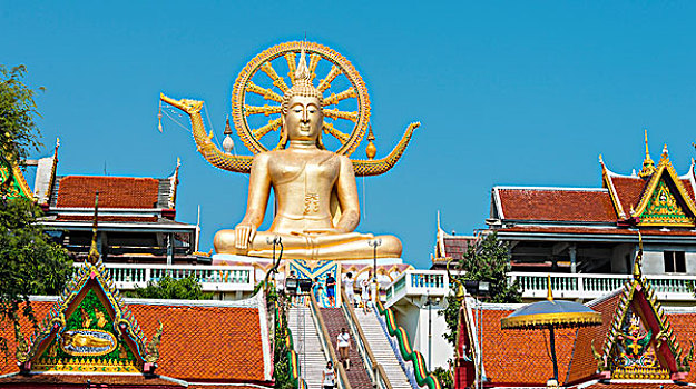 大佛,雕塑,寺院,苏梅岛,庙宇,禁止,泰国,亚洲