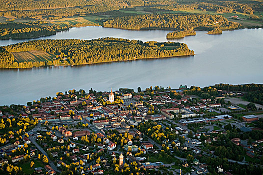 城镇,湖,瑞典