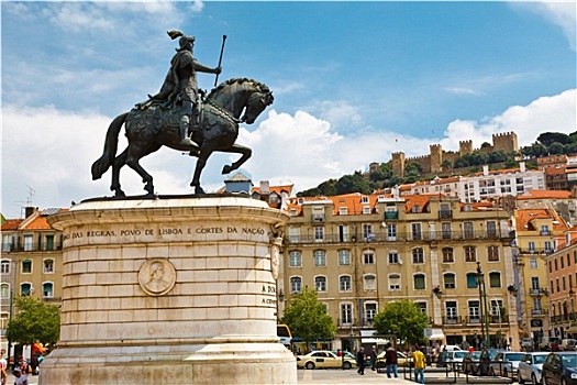 雕塑,国王,中心,广场,里斯本,葡萄牙