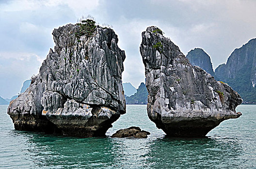 著名,岩石构造,下龙湾,越南,东南亚