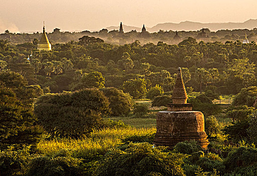 缅甸,曼德勒,区域,蒲甘,遗迹,风景,寺庙,日落