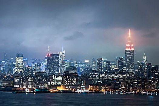 帝国大厦,市中心,夜晚,风暴,曼哈顿,纽约,美国
