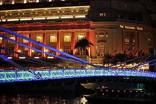 照亮,桥,酒店,新加坡,亚洲
