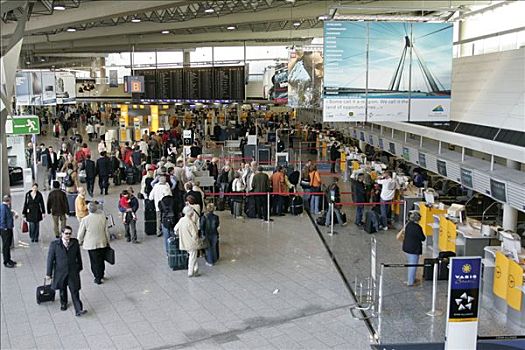 乘客,离开,航站楼,机场,法兰克福,黑森州,德国