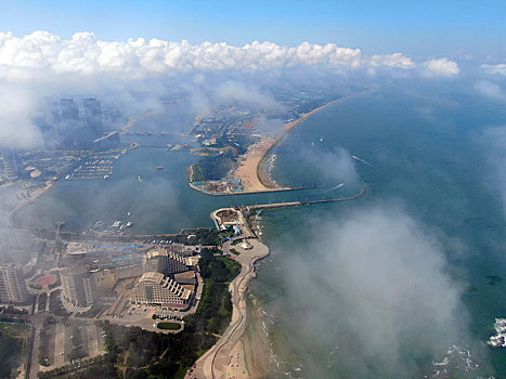 300米高空俯瞰海龙湾,碧波万顷游船穿梭宛如仙境