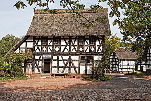半木结构,房子,17世纪,露天博物馆,麦肯尼茨,德国,区域,北莱茵威斯特伐利亚,欧洲