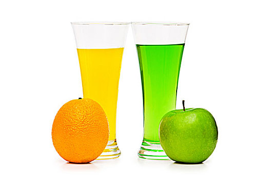 橙色,苹果,鸡尾酒,隔绝,白色背景
