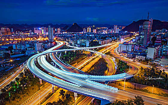 城市高架橋立交橋夜景
