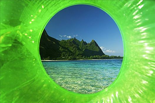 夏威夷,考艾岛,隧道,海滩,绿色,胎圈,框架,巴厘海