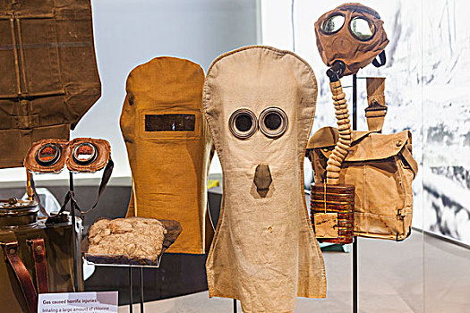 英格兰,伦敦,战争,博物馆,展示,一战,防毒面具