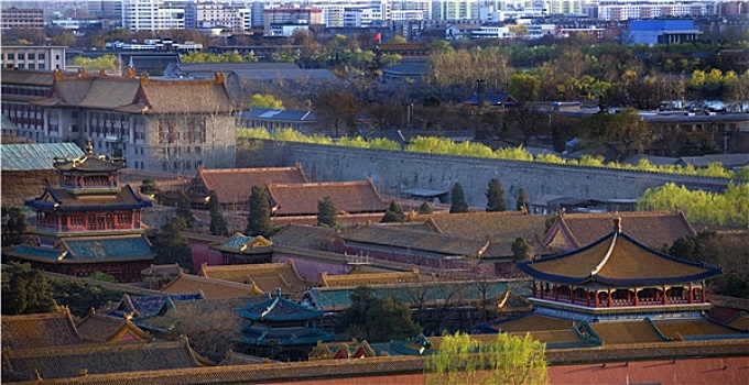 红色,蓝色,亭子,故宫,北京,中国