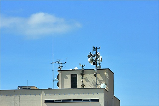 卫星,沟通,餐具,房顶,建筑