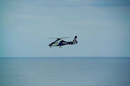 警察,直升飞机,飞跃,海洋