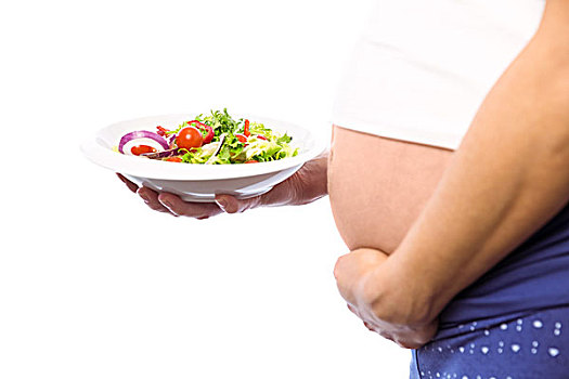 孕妇,吃,沙拉
